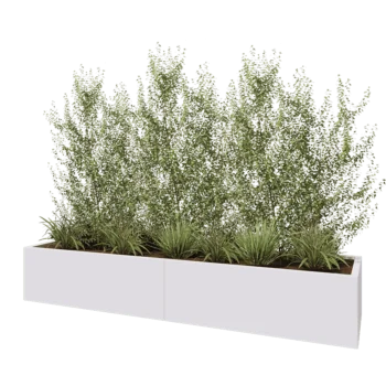 Ζαρντινιέρα XXL από χάλυβα - Ορθογώνιο - 240 x 60 x 40 cm - RAL9010 ματ (λευκό) - Με πλάκα βάσης