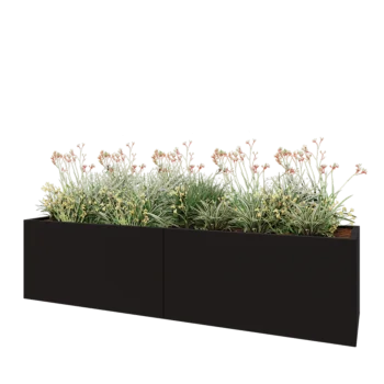 Ζαρντινιέρα XXL από χάλυβα - Ορθογώνιο - 240 x 60 x 60 cm - RAL9005 ματ (μαύρο) - Χωρίς πλάκα βάσης