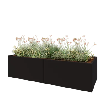 Ζαρντινιέρα XXL από χάλυβα - Ορθογώνιο - 240 x 80 x 60 cm - RAL9005 ματ (μαύρο) - Χωρίς πλάκα βάσης
