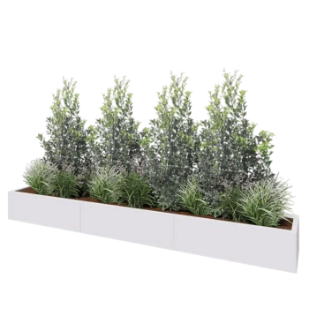 Ζαρντινιέρα XXL από χάλυβα - Ορθογώνιο - 300 x 40 x 30 cm - RAL9010 ματ (λευκό) - Με πλάκα βάσης