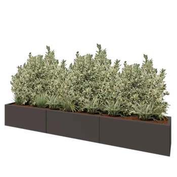 Ζαρντινιέρα XXL από χάλυβα - Ορθογώνιο - 300 x 40 x 40 cm - RAL7016 ματ (ανθρακί γκρι) - Με πλάκα βάσης