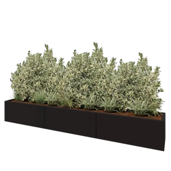 Ζαρντινιέρα XXL από χάλυβα - Ορθογώνιο - 300 x 40 x 40 cm - RAL9005 ματ (μαύρο) - Χωρίς πλάκα βάσης