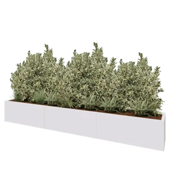 Ζαρντινιέρα XXL από χάλυβα - Ορθογώνιο - 300 x 40 x 40 cm - RAL9010 ματ (λευκό) - Με πλάκα βάσης