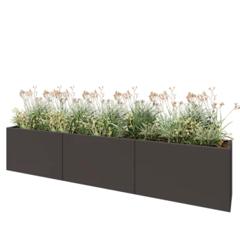 Ζαρντινιέρα XXL από χάλυβα - Ορθογώνιο - 300 x 40 x 60 cm - RAL7016 ματ (ανθρακί γκρι) - Με πλάκα βάσης