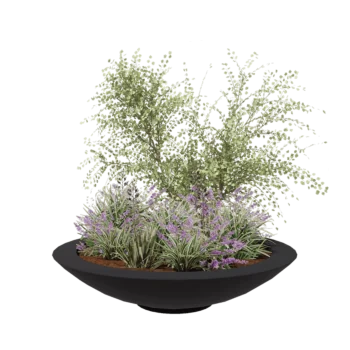 πολυεστερική γλάστρα - Μπολ - Ø 153 x 34 cm - RAL7021 ματ (μαύρο γκρι) - Με βάση