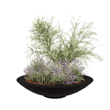 πολυεστερική γλάστρα - Μπολ - Ø 153 x 34 cm - RAL9005 ματ (μαύρο) - Με βάση