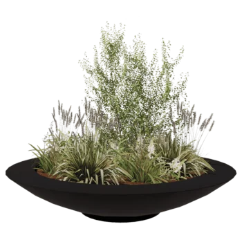 πολυεστερική γλάστρα - Μπολ - Ø 200 x 40 cm - RAL9005 ματ (μαύρο) - Με βάση