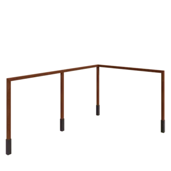 Πέργκολα από χάλυβα Corten - Γωνία - 600 x 412 x 242 cm - Με βάση από σκυρόδεμα