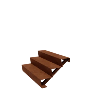 Σκάλα κήπου από χάλυβα Corten - 3-σκαλοπάτι - 72 x 120 x 51 cm
