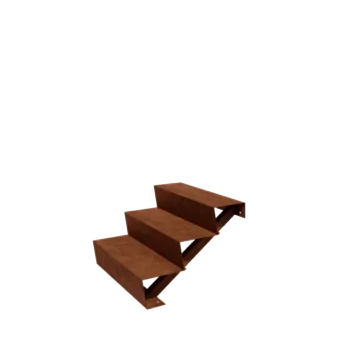 Σκάλα κήπου από χάλυβα Corten - 3-σκαλοπάτι - 72 x 80 x 51 cm