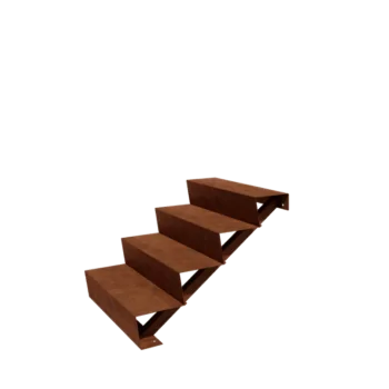 Σκάλα κήπου από χάλυβα Corten - 4-σκαλοπάτι - 96 x 80 x 68 cm